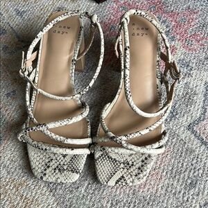 A New Day Black and Cream Strappy Sandals